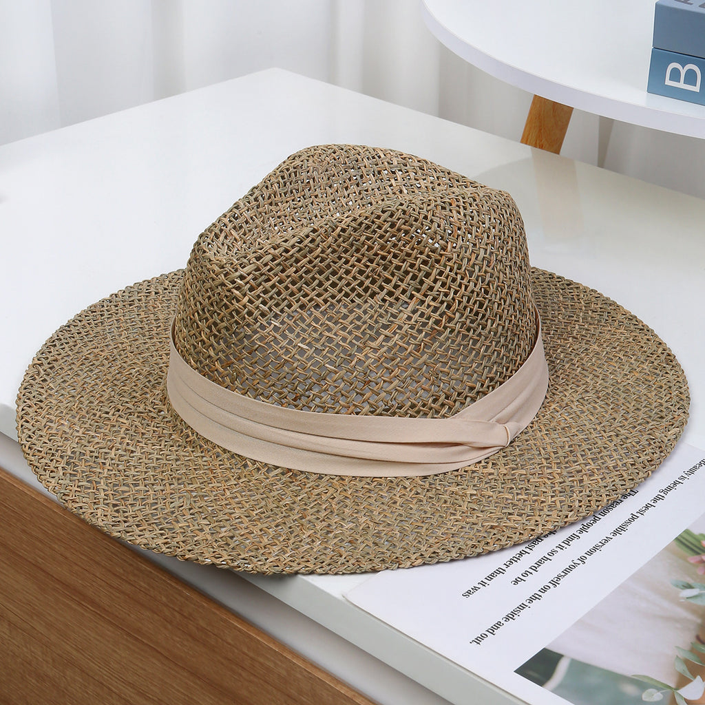 Hand-Knotted Hollow Straw Hat with Vintage British Silhouette