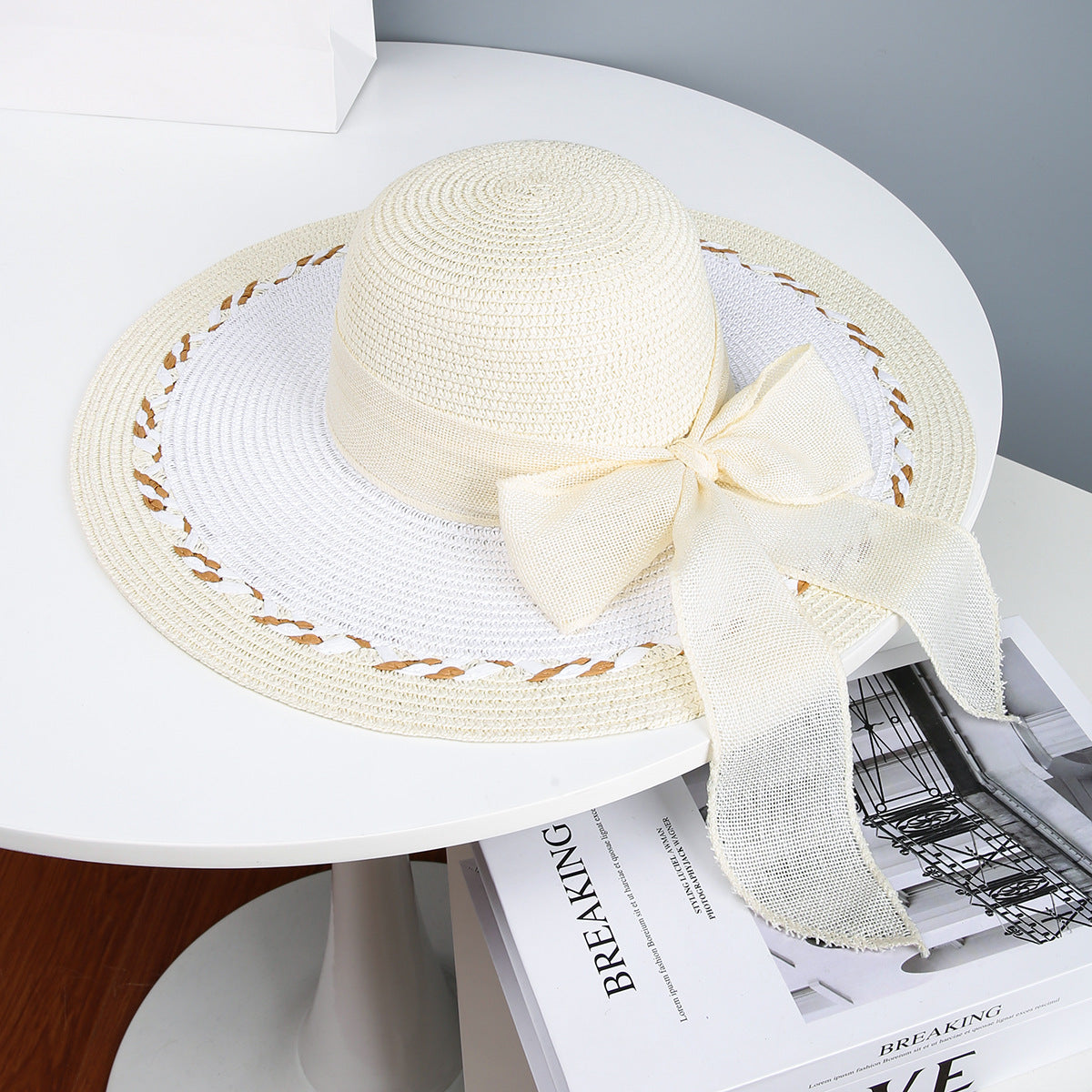 Coordinated Straw Hat and Bag Set for Seaside Getaways
