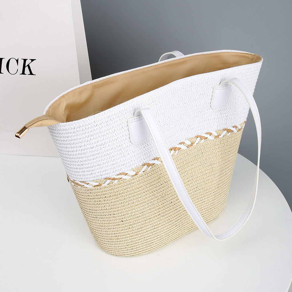Coordinated Straw Hat and Bag Set for Seaside Getaways