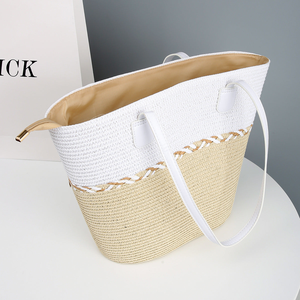 Coordinated Straw Hat and Bag Set for Seaside Getaways