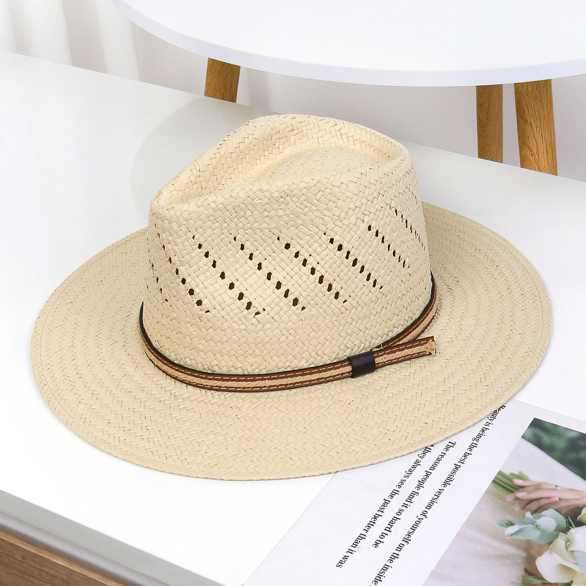 Unisex Panama Straw Jazz Hat for Sun Protection and Warm-Weather Style