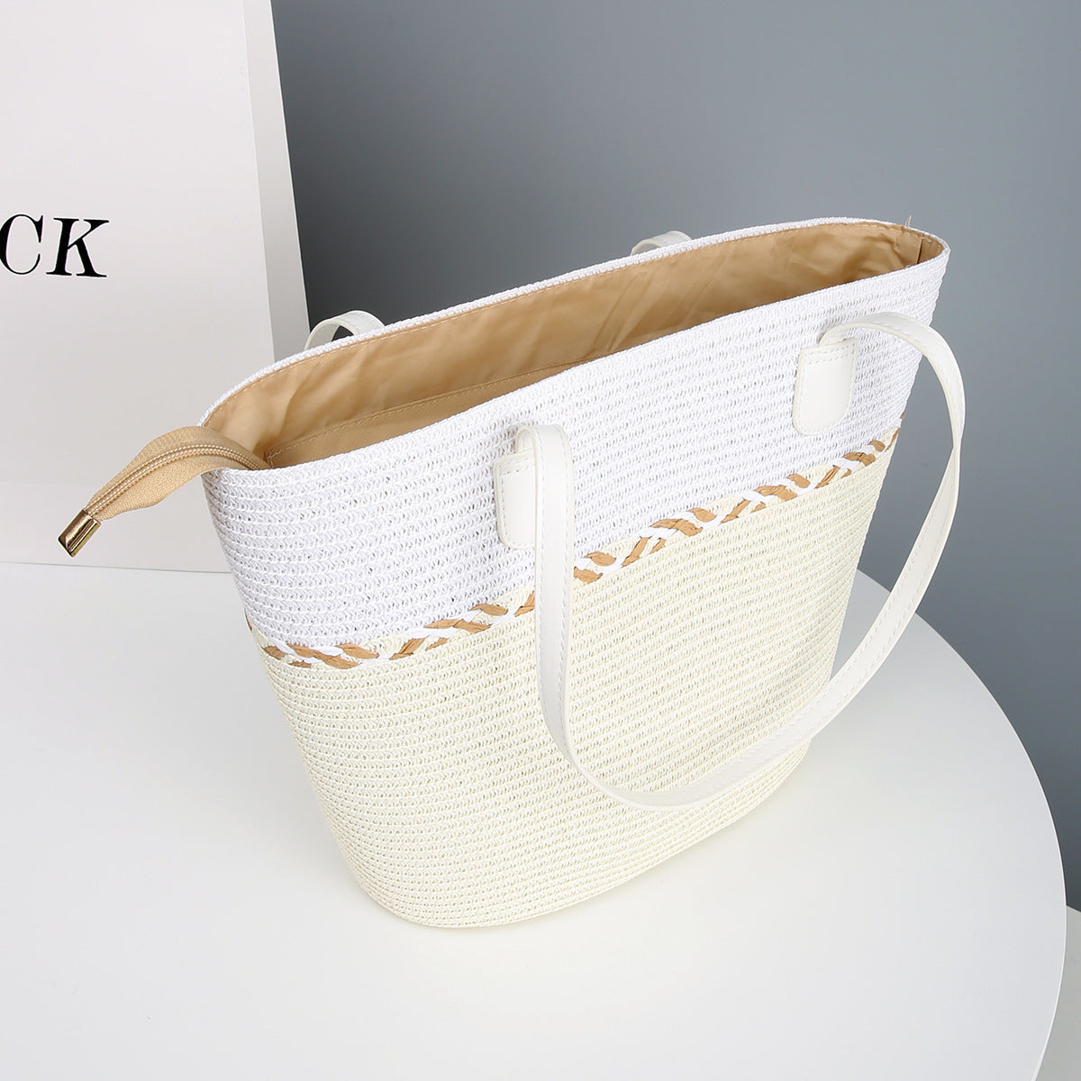 Coordinated Straw Hat and Bag Set for Seaside Getaways