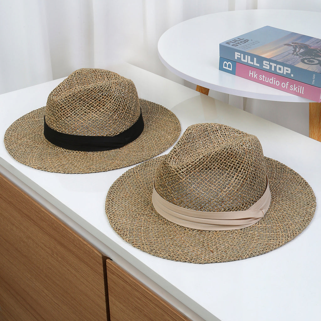 Hand-Knotted Hollow Straw Hat with Vintage British Silhouette