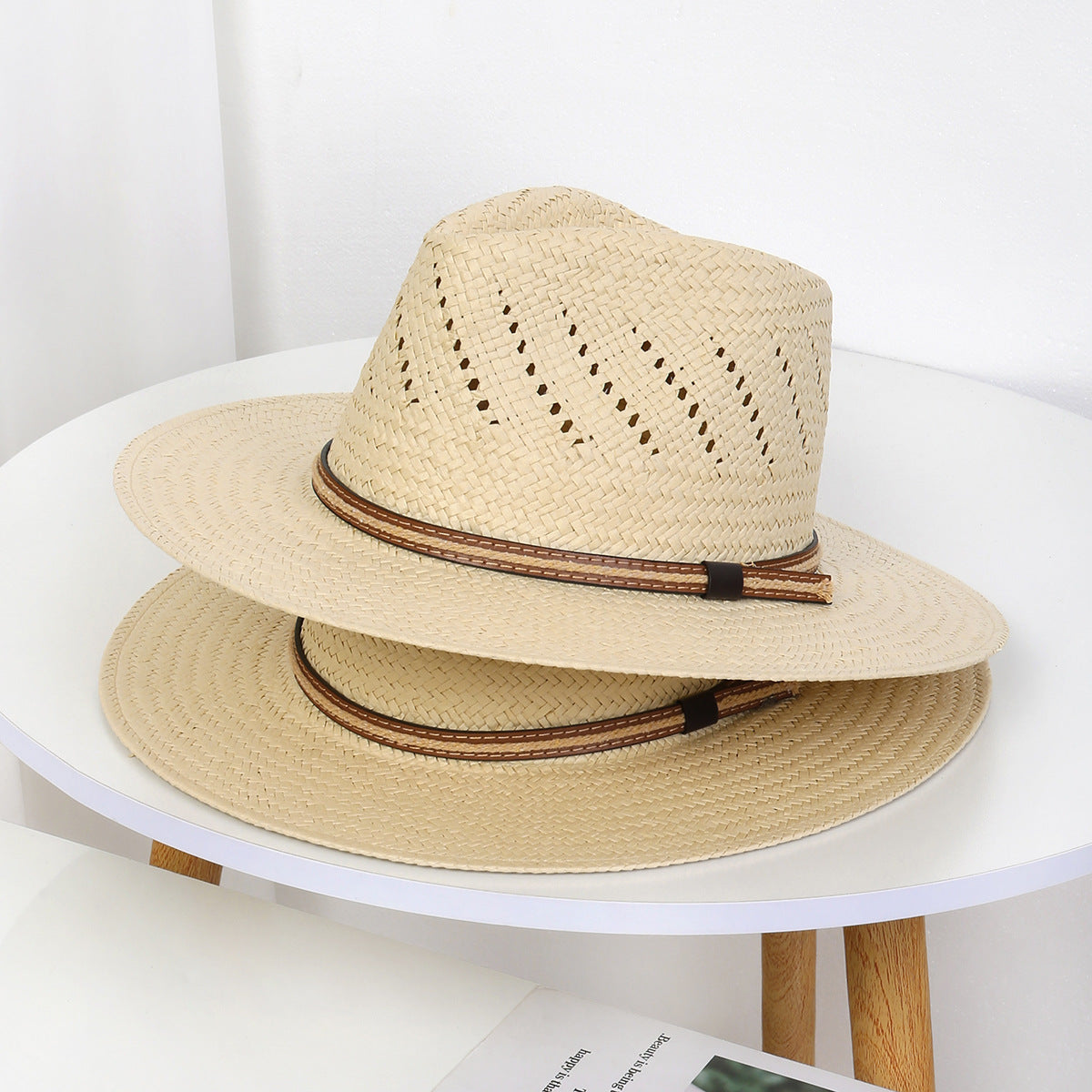 Unisex Panama Straw Jazz Hat for Sun Protection and Warm-Weather Style