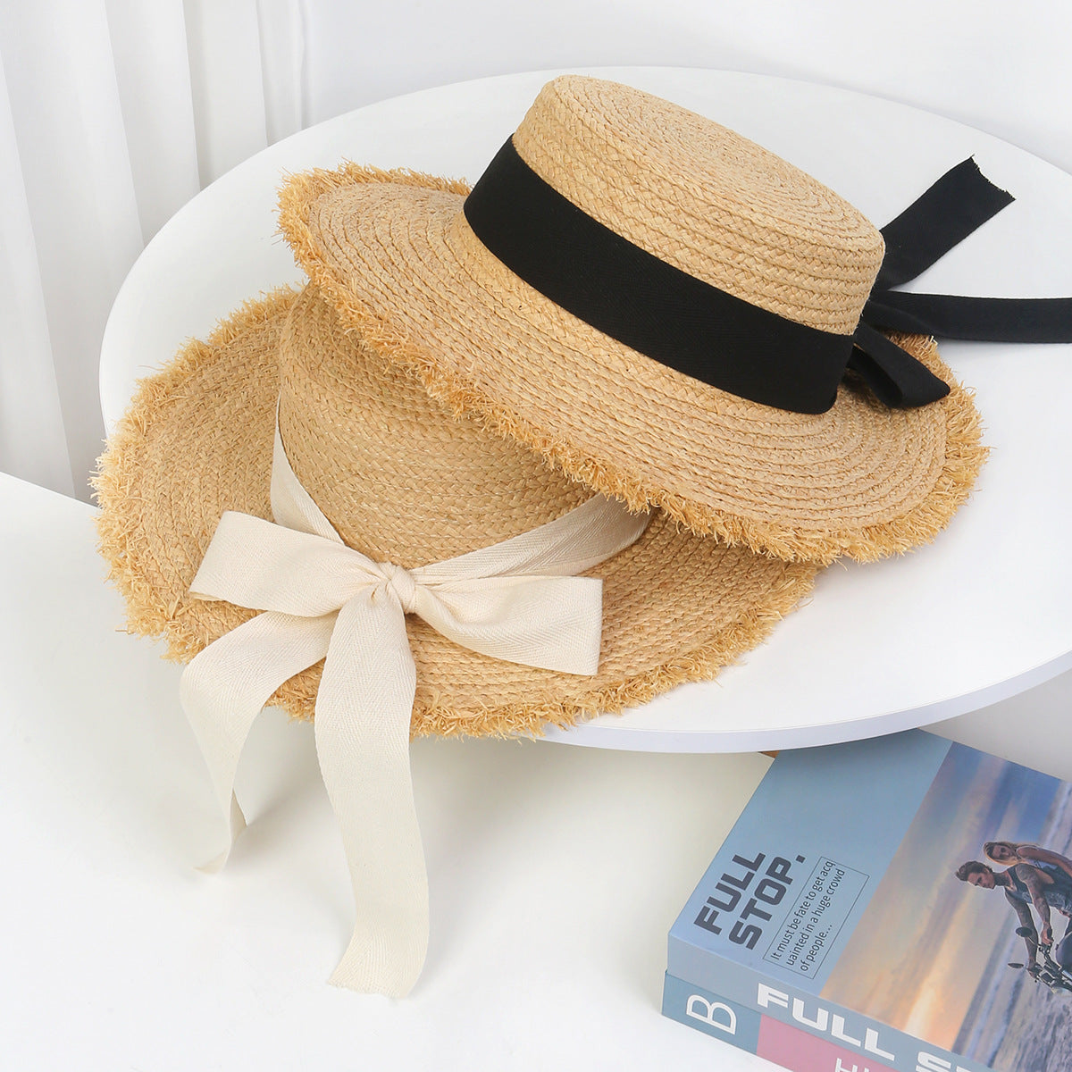Flat-Top Raffia Hat with Clean Lines and Timeless Appeal