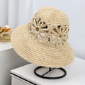 Airy Hand-Woven Straw Fisherman Hat with Floral Hollow Detailing