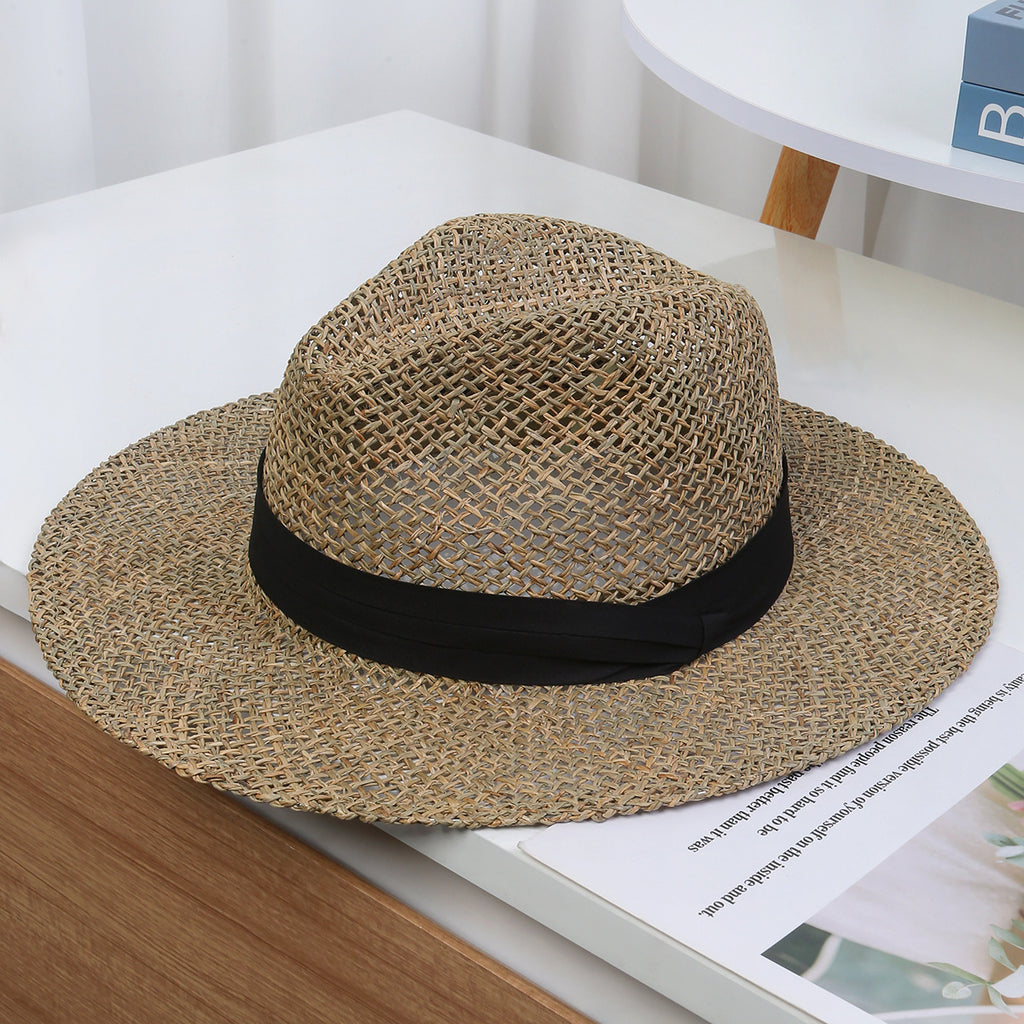 Hand-Knotted Hollow Straw Hat with Vintage British Silhouette