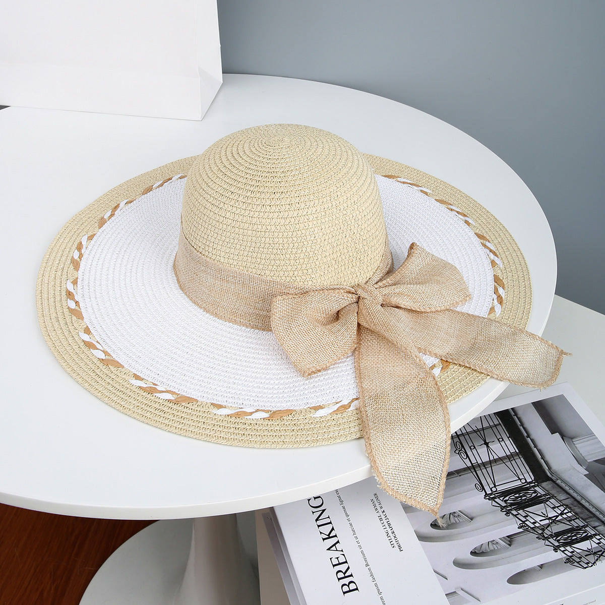 Coordinated Straw Hat and Bag Set for Seaside Getaways