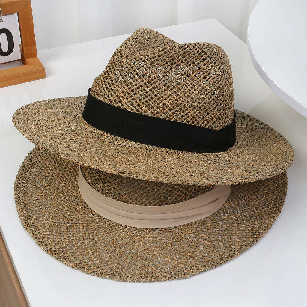 Hand-Knotted Hollow Straw Hat with Vintage British Silhouette