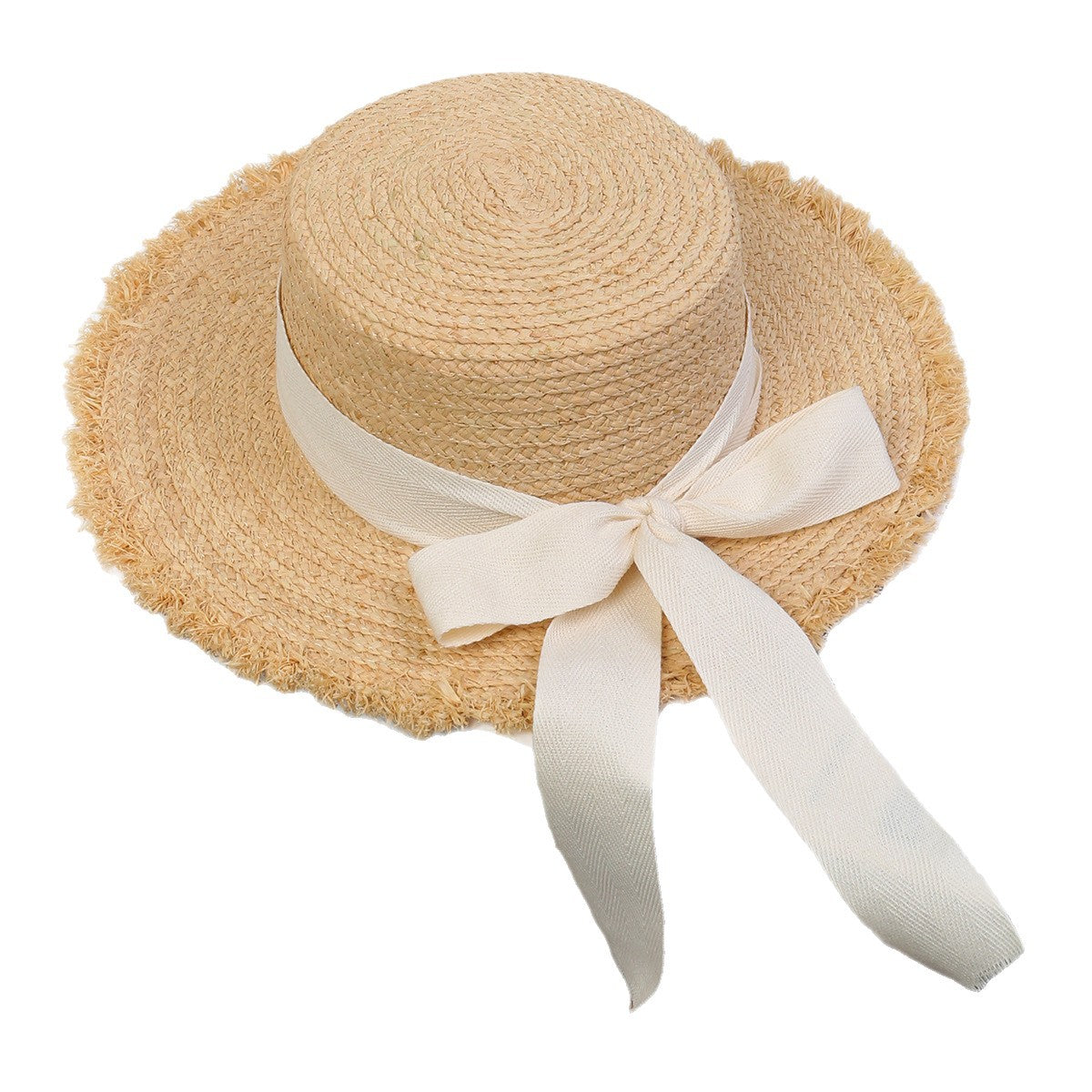 Flat-Top Raffia Hat with Clean Lines and Timeless Appeal